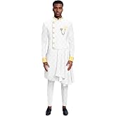 African Suits for Men Chain Embroidery Single Breasted Blazer and Pants Set Formal Outfits Slim Fit Clothes