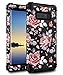AoCase Galaxy Note 8 Case,Plastic + Rubber Silicone Cute Floral Case Heavy Duty Protection Hybrid Sturdy High Impact Resistant Case for Samsung Galaxy Note 8 Rose Flower Black