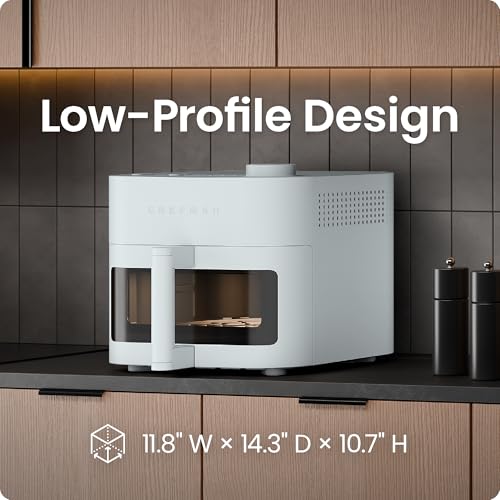 Freidora de aire Chefman Crispinator 6 en 1 con capacidad de 8 cuartos, temperatura máxima de 450 °F con tecnología TurboFry Pro para resultados rápidos y uniformes, ventana de visualización, canasta de cerámica antiadherente, paquete inicial de 10 piezas