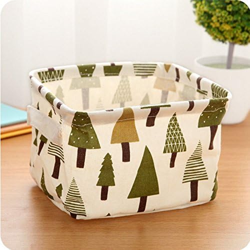 Shounahe Cute Printing Cotton Linen Desktop Storage Organizer Sundries Box Cabinet Underwear Basket Fast Shipping Pine tree