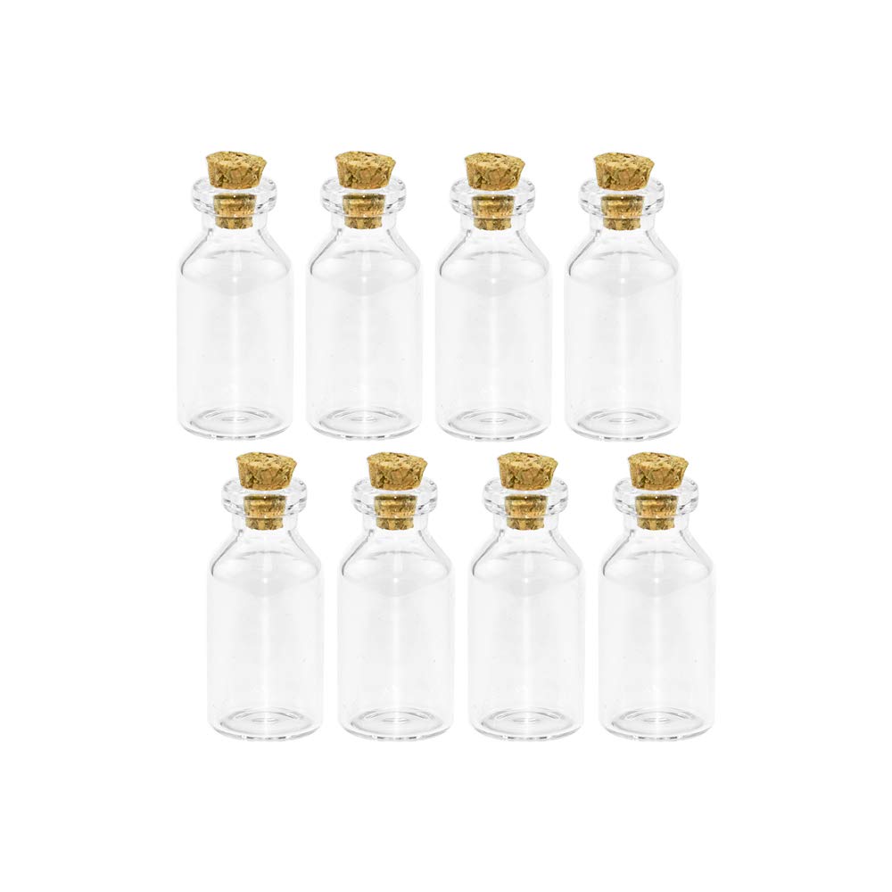 100pcs Jarvials 5ml Transparent Glass Bottle with Cork Stopper, Bottle Mouth Shape is Bayonet Mouth Shape. (5ml-18x40x07)