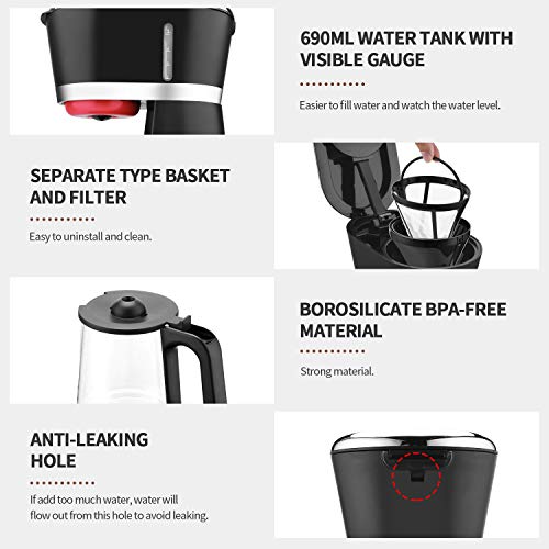 Gevi 5 Cup Coffee Maker with Auto ShutOff, Small Drip