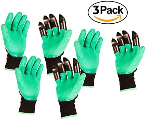 Garden Gloves with Claws for Planting Digging Raking Weeding Pruning - Planting Pots - Waterproof - Saves Fingernails - (Right Hand Claw 3-Pairs) - by Xtreme Adventurer