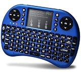 Rii Mini Bluetooth Keyboard with Touchpad&QWERTY Keyboard, Backlit Portable Wireless Keyboard for Smartphones/ Laptop/PC/Tablets/Windows/Mac/TV/Xbox/PS3/Raspberry Pi .(i8+ Blue)