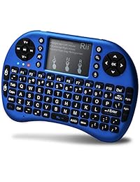 Rii i8 + 2.4 GHz mini teclado inalámbrico con Touchpad (ratón, LED retroiluminación, batería de iones de litio recargable (actualizado 2017, retroiluminación), Azul
