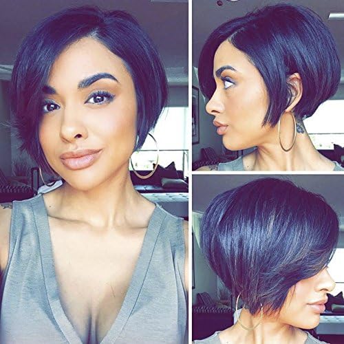 MeiRun 150 Density Full Lace Human Hair Wigs Pre-Plucked Pixie Cut Bob Wigs With Baby Hair Short Bob Lace Wigs Brazilian Hair Wigs 8inch
