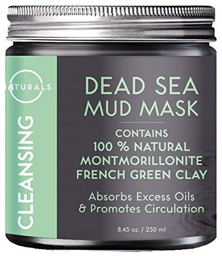 O Naturals Dead Sea Mud Mask with French Green Clay 100% Natural Vegan Cleansing Face & Body Mask. Exfoliating, Absorbing Excess Oils, Reducing Acne, Promoting Circulation & Tightening Pores. 8.45 oz.