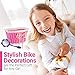 Bikes On Hikes Girl’s Bicycle Decorations Set - Fun Bicycle Decor w/ Beads, Rear View Mirror, Handlebar Streamers & Basket - Complete Bike Decoration Kit For Kids