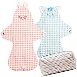 Hesta Organic Cotton Reusable Cloth Menstrual Pads,First Period Gift (2 Pads+Pouch)