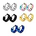 SOURBAN 5Pairs Small Hoop Huggie Stainless Steel Ear Studs Piercing Hypoallergenic Earrings