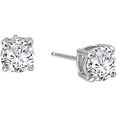 Lafonn Classic Sterling Silver Platinum Plated Lassire Simulated Diamond Earrings (2 CTTW)