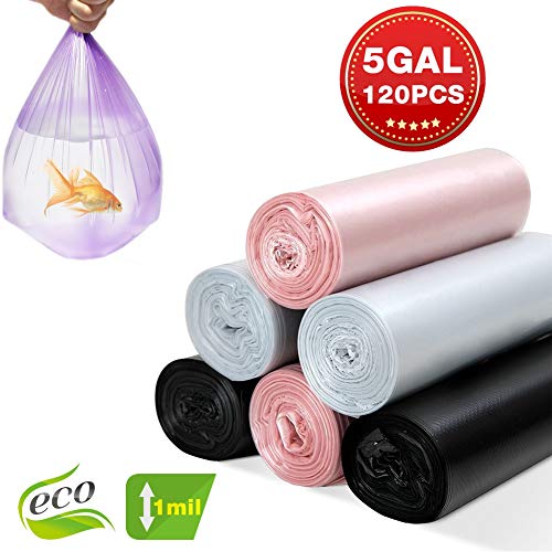 Alimu Small Trash Bags, 5 Gallon Small Garbage Bags Thicken Material Wastebasket Liners Bags Small Size 20-Liters for Office, Home, Bathroom, Kitchen, 120 Counts - Thumbnail 7