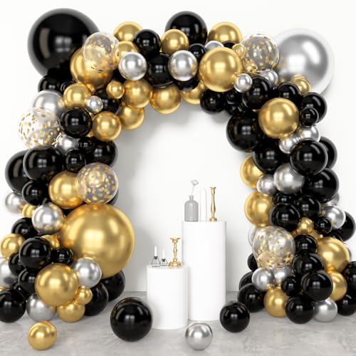 Amandir Black and Gold Balloon Arch Garland Kit