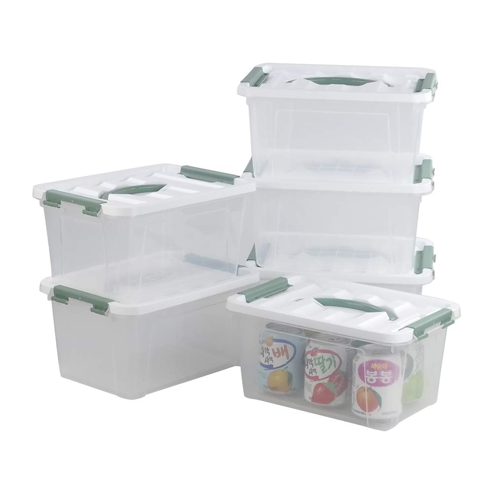 Bblina 6 Liter Plastic Storage Boxes with Lids, Clear Latch Box Set of 6
