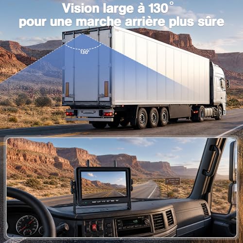 VASTEND Caméra de recul Solaire sans Fil avec écran HD 7 Pouces 1080P, caméra de recul numérique sans Fil, Batterie 10000 mAh, étanche IP69 – pour Camping-Cars, camions, fourgons aménagés (VS-7G)