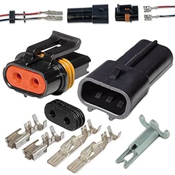 2 Pin Delphi Metri-Pack Waterproof Connector 10-12awg Terminals and Seals 46Amp (10-12 GA (1set))