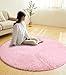 LOCHAS Round Area Rugs Super Soft Girls Rug Living Room Bedroom Home Shaggy Carpet 4-Feet (Pink)
