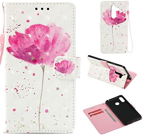 Nokia 7 Plus Case, Nokia 7+ Case (Not for Nokia7),PU Leather Wallet Flip Full Body Protective Phone Cover with Credit Card Slot Wrist Strap Magnetic Closure Stand Accessories Flower