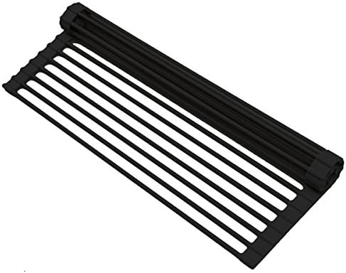 Draining Rack Foldable Dish Drying Rack HongLanAo Silicone Wrapped Metal Skeleton Large Reel-Type Fruit and Vegetables Drying Racks Over Sink 21 x 13 inches (Black)