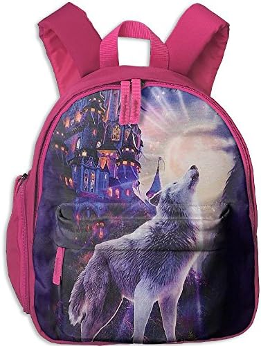 Mini School Bags Creating With Wolf Castle For Kindergarten Unisex Kid Pink