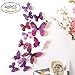 48 PCS Removable 3D Butterfly Wall Stickers Decals DIY Wall Art Decor Home Wall Decoration Sticker Mural for Kids Girls Children Bedroom Living Room Background Nursery (Purple)