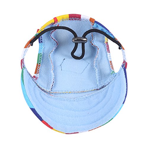 Cade Baseball Cap/Dogs Hat/Visor Cap with Ear Holes for Small Dogs (Colorful Stripe)