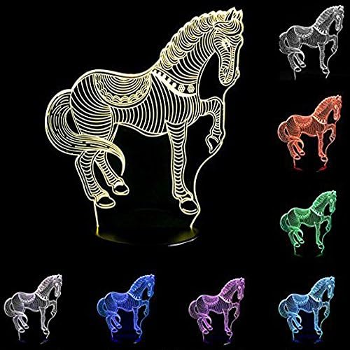 Unitake 3D Optical Illusion Lamp 7 Colors Change LED Table Desk Lamp for Home Bedroom Decoration Kids Birthday Gifts(Horse)