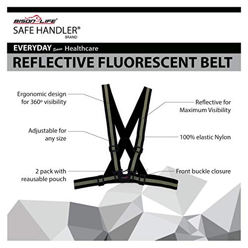 SAFE HANDLER Reflective Fluorescent Belt |360 º Fluorescent Visibility, Lightweight, Reusable, Adjustable, Easy to Wear (Black 2 PACK) - Thumbnail 3