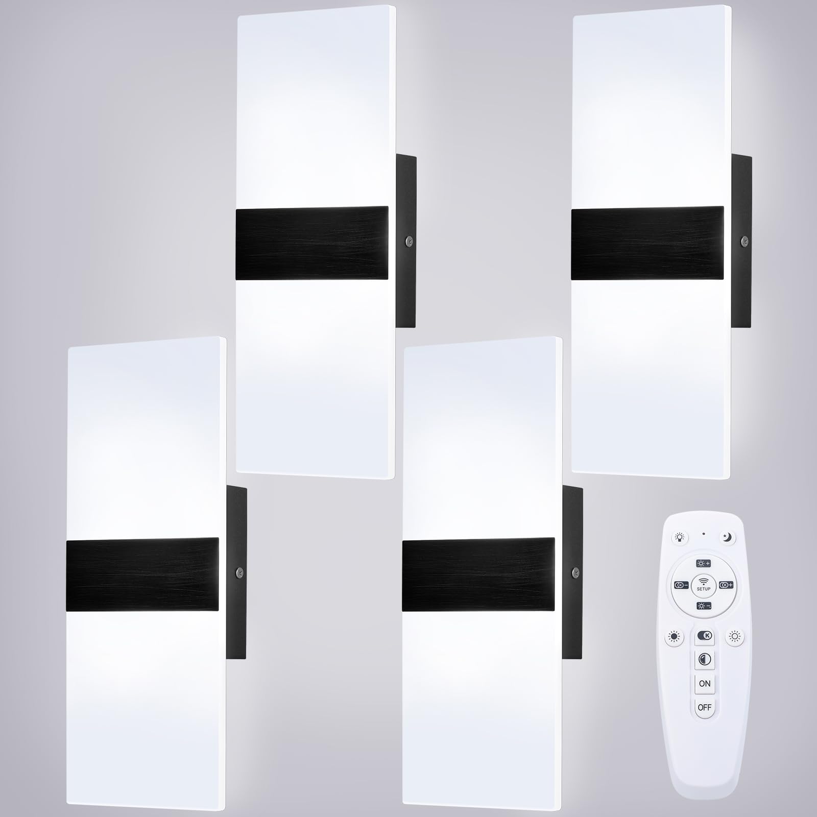 Photo 1 of Retisee 4 Packs LED Wall Sconces 12W Acrylic Wall Sconces Modern Dimmable Wall Lighting Hardwired for Hallway Living Room Corridor Bedroom Stairway Indoor Outdoor