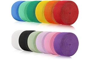 WILLBOND 12 Rolls Colorful Elastic Band Folding Elastic Cord Heavy Duty Stretch Band Knitted Flat Band for Sewing Crafts DIY Comforter Cuffs(1 Inch X 2.2 Yard,Bright Color)