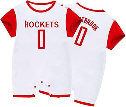Amazon Co Jp 子供のバスケットボールのユニフォーム ロケッツウェストブルックno 0子供のワンピースバスケットボールのユニフォーム ファンギフト ギフト スポーツ アウトドア
