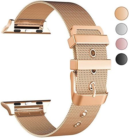 Apple Watch Band, ANIYOH 38MM New Milanese Loop Stainless Steel iWatch Band With Classic Buckle Replacement Strap for Apple Watch Series 3 / 2 / 1 Nike + Edition Sport ( 38mm Luxurious Gold )