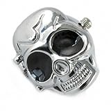 Youyoupifa Cool Design Skull Case Flip Quartz Ring Watch (Silver)