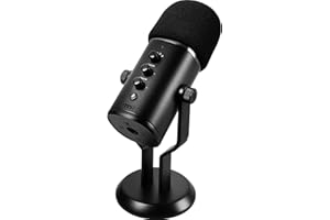 MSI IMMERSE GV60 Streaming Microphone (USB Type-C Interface and 3.5mm Aux, for Professional Applications with Intuituve Control in 4 Modes: Stereo, Omnidirectional, Cardioid and Bidirectional)