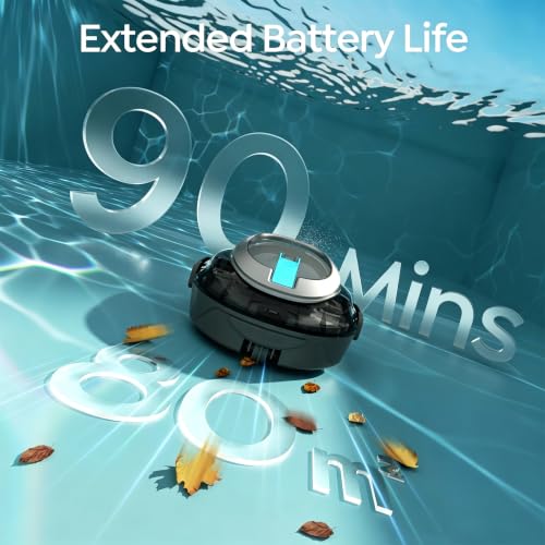 Cordless Robotic Pool Cleaner S2 with 90-Min Runtime, Slate Gray | Dual-Layer Filtration, Powerful Motors, Pool Vacuum for Above-Ground, Efficient Debris Removal, Auto-Parking Design, IPX8