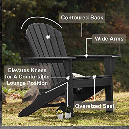 TRYZS Adirondack Chair, Oversized Patio Chair, Outdoor Lounger Lawn Chair, AllWeather Fade