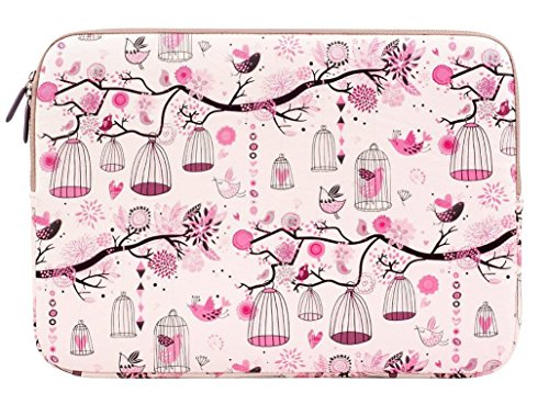 Plemo 14-Inch Laptop Sleeve Case Waterproof Canvas Fabric Bag for MacBook Air / Laptops / Notebook, Pink