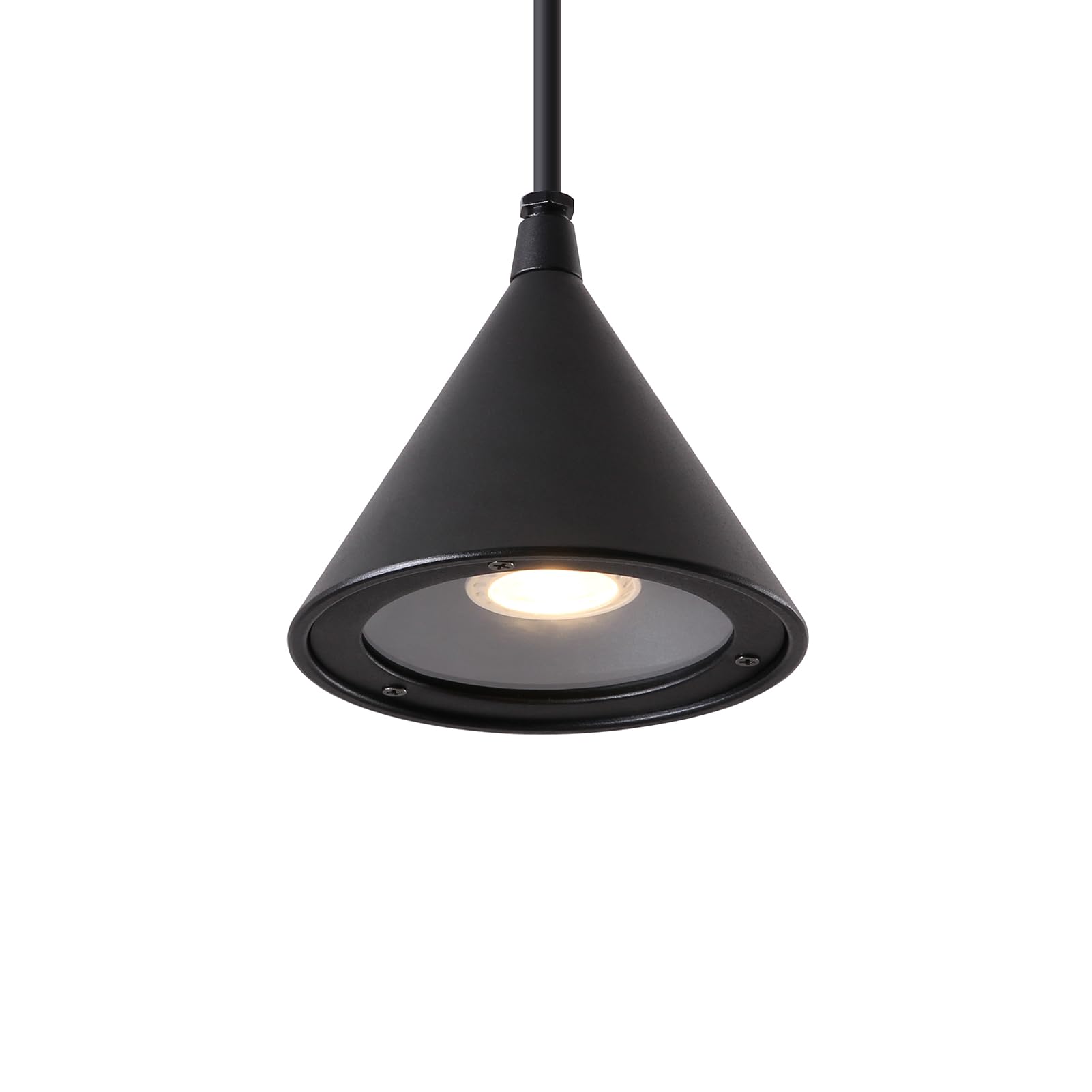 DAWALIGHT Ceiling Pendant Light with GU10 LED 5W Warm White IP44 Waterproof Outdoor Pendant Lamp for Garden Living Room Bathroom Hotel Restaurant Bar, Aluminum, Black Lampshade