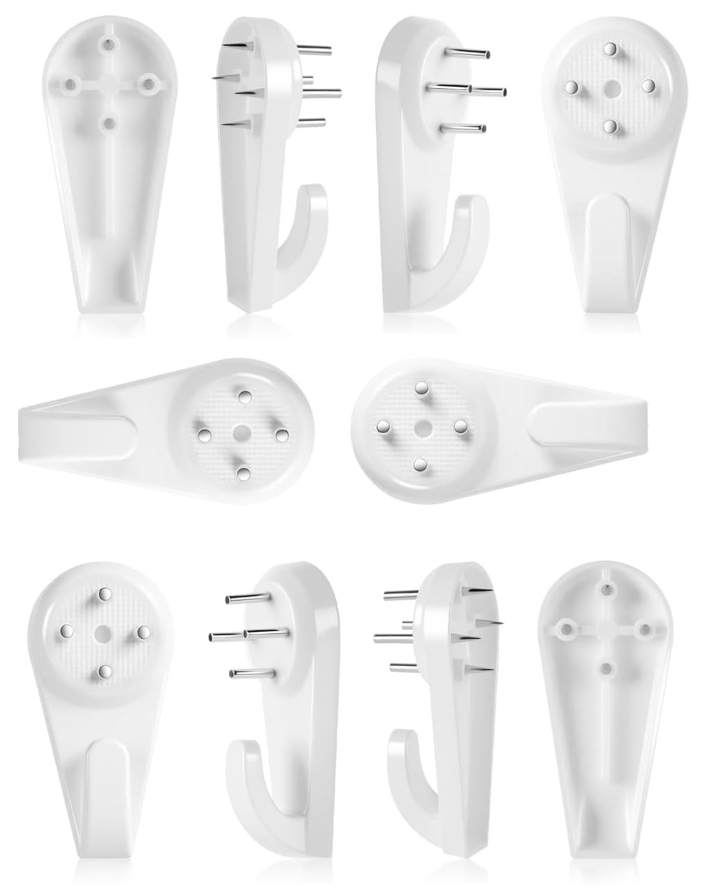 Merriway BH00092 Large 40 mm (1.1/2 Inch) White Nylon Non-Trace Hardwall Drywall Picture Hanger Hook - Pack of 10 Pieces, Black|green|grey|beige