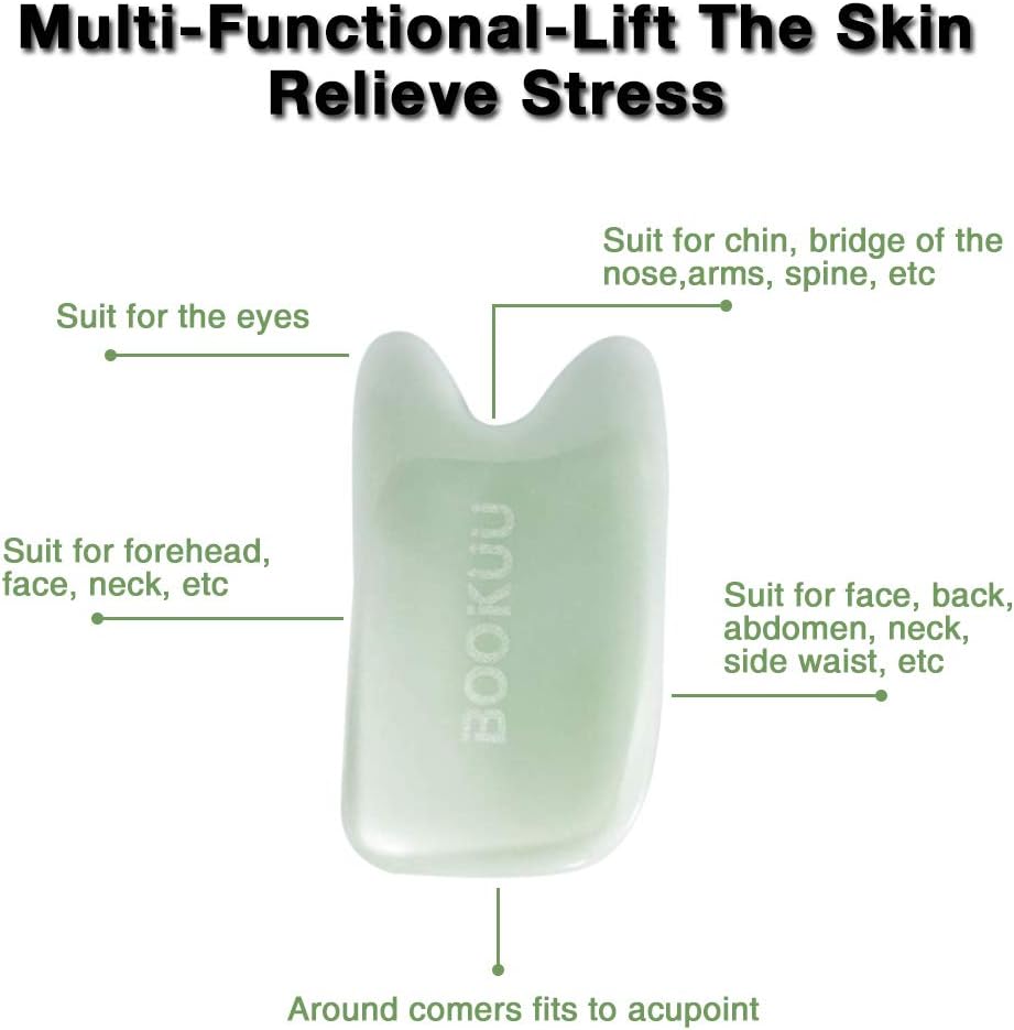BOOKUU Quartz Gua Sha Scraping Massage Tools, Natural Stone Guasha Board for SPA Acupuncture Therapy Trigger Point Treatment - Therapeutic Relief and Skin Renewal (3 Packs): Health & Personal Care