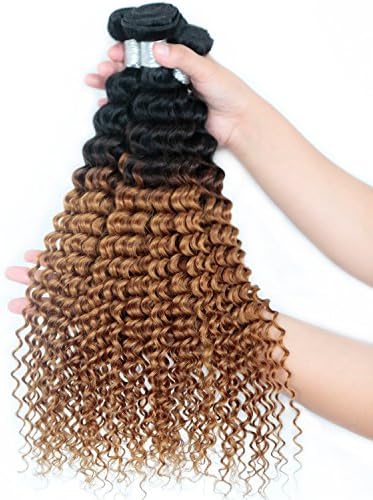 color 1b/30 brazilian ombre deep wave 3 bundles virgin human hair extensions deep curly brazilian hair