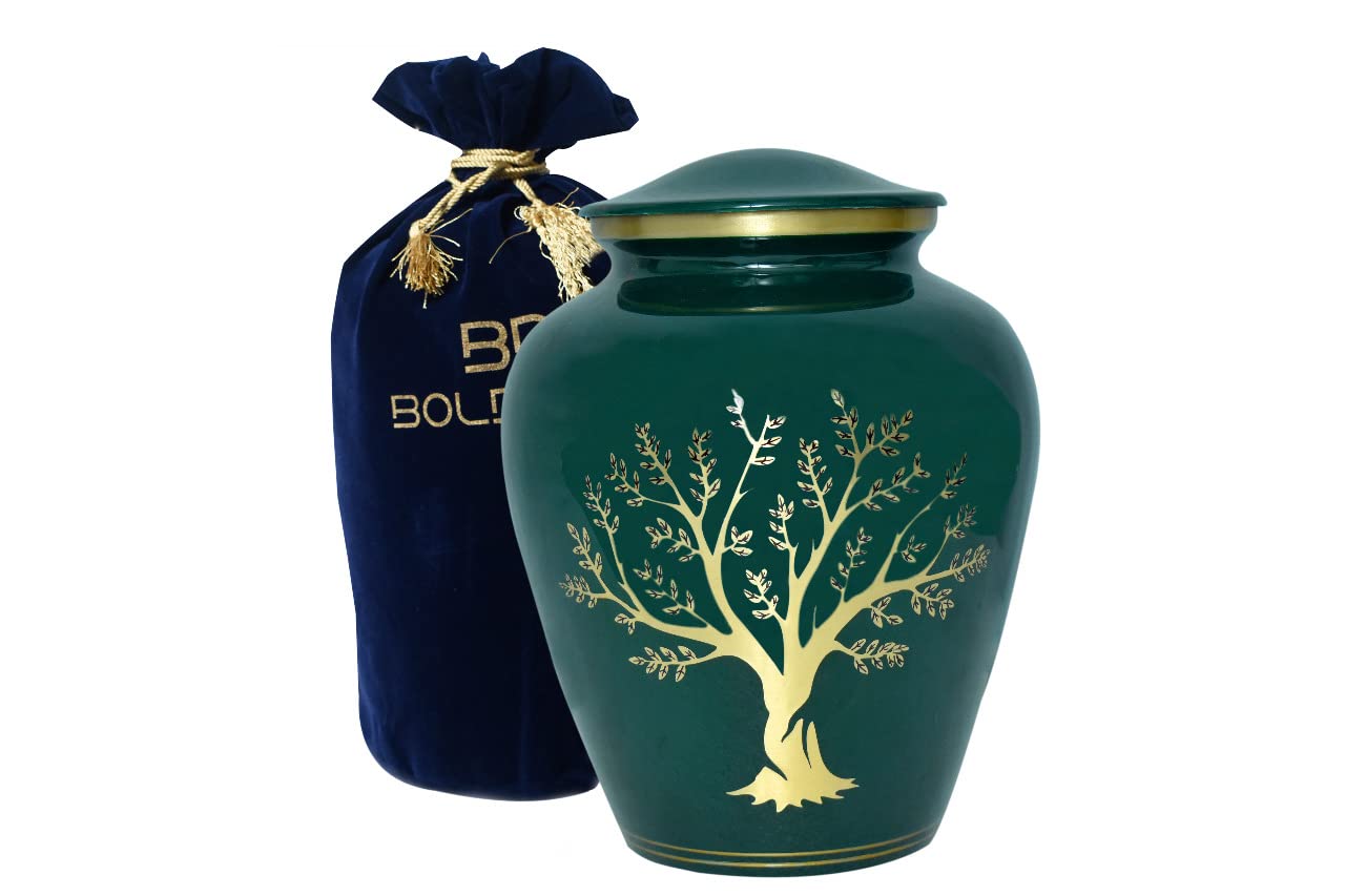 BOLD & DIVINE Tree of Life Printed Cremation Urn | Large | 200 Cubic Inches | Human Ashes Adult Memorial urn, Burial, Funeral Cremation Urn With Velvet Bag โ image 1
