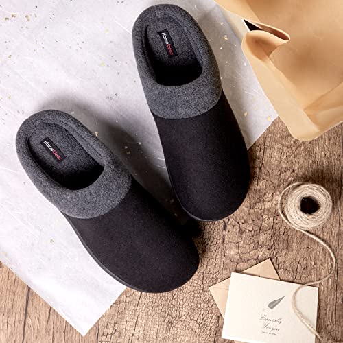 homeideas men's woolen fabric memory foam house slippers