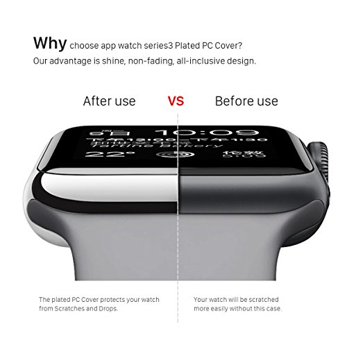 HOCO PC Protective Case for Apple Watch iWatch Series 2 / Series 3 Plating Cover Shell Bumper Case Silver-38mm - Thumbnail 4