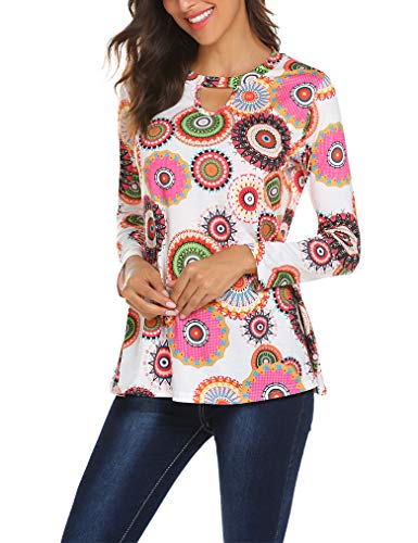 Women Autumn Floral Printed Long Sleeve Tops Blouses Shirts PAT1 S