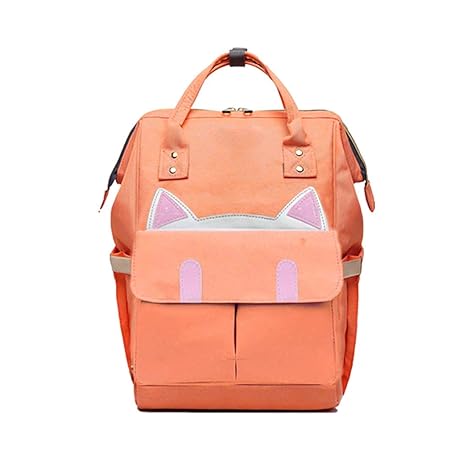 My Newborn Premium Mother Bag Cum Diaper Bag Multi-Function Waterproof Travel Backpack Large Capacity Mummy Bag (Kitty Design-Orange)