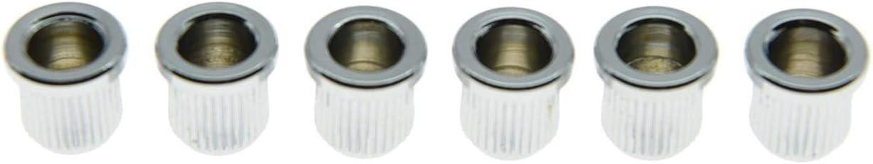 KAISH 6x Chrome Guitar String Through Body Ferrule 5/16" String Ferrules for USA Tele/Telecaster, Zinc Version with knurled edge - Image 5