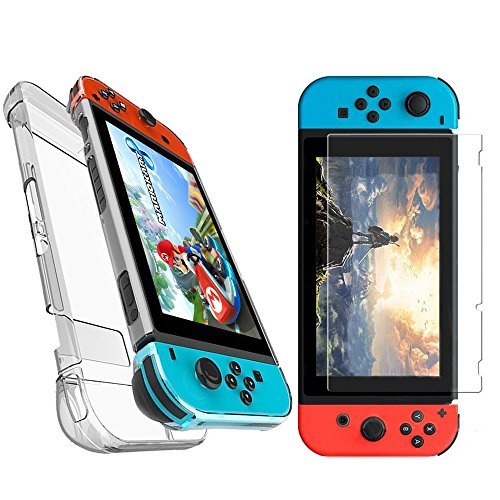 [2Pack]Switch Case for Nintendo with Screen Protector by GULAKI,Switch Crystal Anti-Scratch Case+Tempered Glass for Nintendo DS