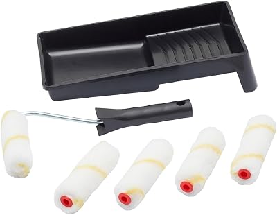 Fit For The Job 7 pc Mini Paint Roller Set 4 inch Roller Tray Emulsion