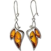 Amber Earrings - Sterling Silver and Baltic Honey Amber Earrings "Charlotte" - Sterling Silver Jewelry Collection